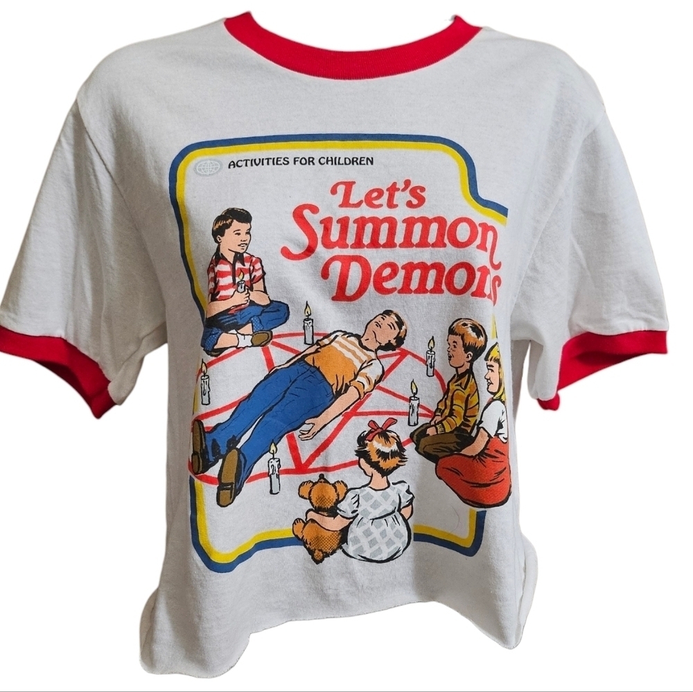 Steven Rhodes "Let's Summon Demons" White Ringer Tee - Picture 4 of 10